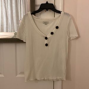American Eagle White Button Tee